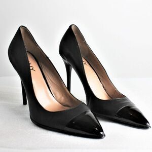 Heels DKNY Mat-Leather & Patent Leather Pointy Toe Shay Women's Size 10 Black